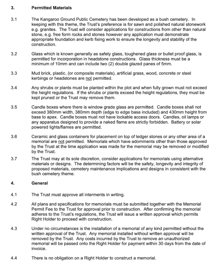 Rules & Regulations – Kangaroo Ground Cemetery